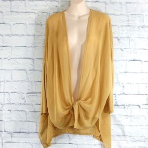 🔵BOGO FREE🔵 Wynne Layers NWT Semi Sheer Gold Jacket Topper Sz XL Lagenlook